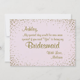 Sei meine Bridesmaid | Gold Confetti in Blush Einladung