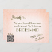 Sei meine Bridesmaid | Hübscher Blush QR Einladung (Vorne/Hinten)