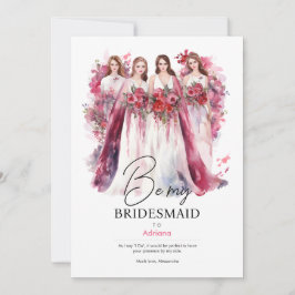 Sei meine Bridesmaid in Watercolor | Hochzeit Einladung