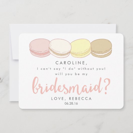 Sei meine Bridesmaid-Karte | Französisch-Macarons Einladung (Vorderseite)