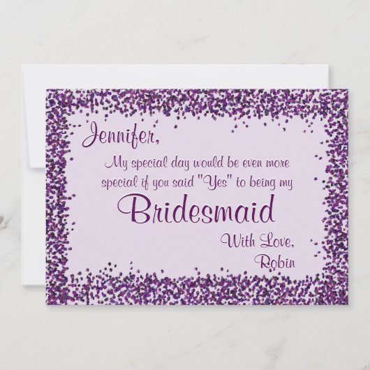 Sei meine Bridesmaid | Lavender Confetti Einladung (Vorderseite)
