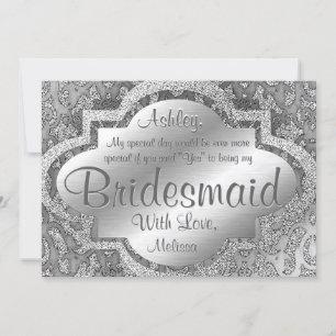 Sei meine Bridesmaid SilberDamast Einladung