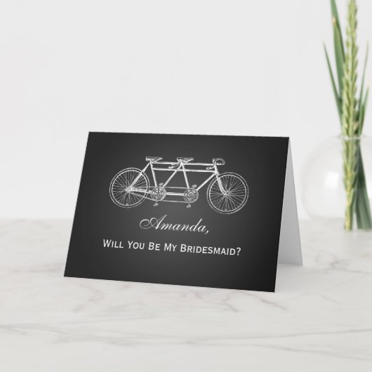 Sei meine Bridesmaid Tandem-Bike Black Einladung (Vorderseite)
