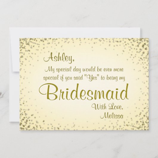 Sei meine Bridesmaid | Vintages Gold Einladung (Vorderseite)
