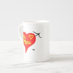 Sei meine glückliche Valentine Knochen China Tasse