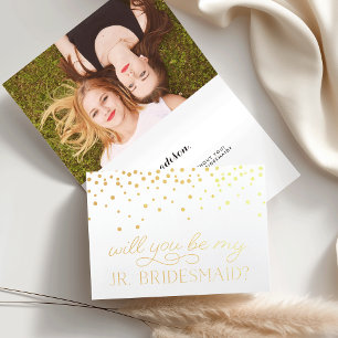 Sei meine Junior-Bridesmaid   Personalisiertes Fot Folienkarte