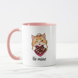 Sei meine Katze: Valentinstag Kawaii Katze mit Süß Tasse