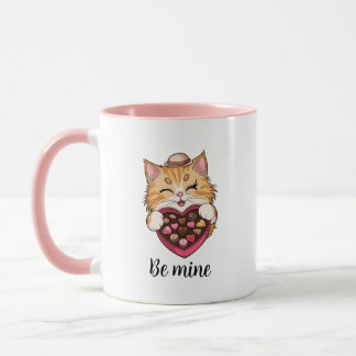 Sei meine Katze: Valentinstag Kawaii Katze mit Süß Tasse