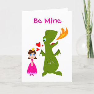 Sei meine Prinzessin und Dinosaurier Valentine Karte