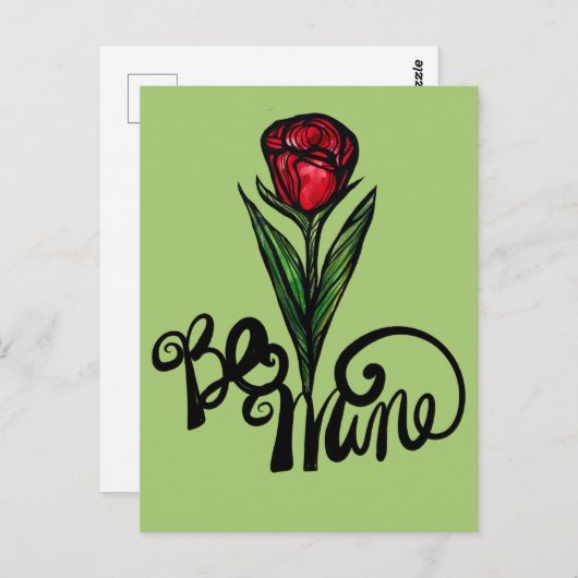 Sei meine Rote Rose Valentine Postkarte (Vorne/Hinten)