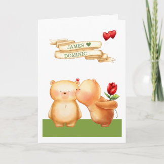Sei meine Valentine Gay Teddy Bears Personalisiert Feiertagskarte