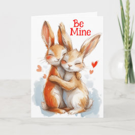 Sei meins: Adorable Bunnies umarmt Karte