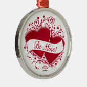 Sei meins! Rote Herzen Silbernes Ornament (Rechts)