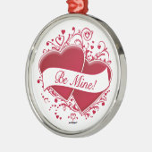 Sei meins! Rote Herzen Silbernes Ornament (Links)