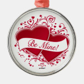 Sei meins! Rote Herzen Silbernes Ornament (Vorne)