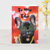 Sei Mine Babe Valentine French Bulldog Vibes Karte (Gelbe Blume)