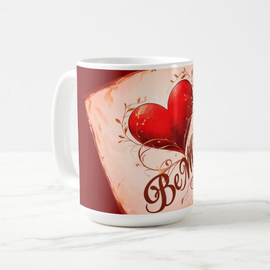 Sei Mine- Valentine's Kaffeetasse (Vorderseite Links)