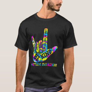 Sei nett Autismus-Bewusstsein Tie Dye Handzeichen T-Shirt