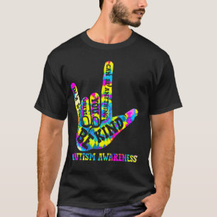 Sei nett Autismus-Bewusstsein Tie Dye Handzeichen T-Shirt