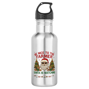 Sei nett Bauer Santa Weihnachten Farm Tiere Edelstahlflasche