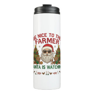Sei nett Bauer Weihnachtsmann Weihnachten Bauernho Thermosbecher
