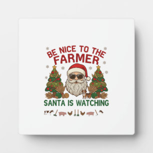 Sei nett Bauer Weihnachtsmann Weihnachten Farm Tie Fotoplatte