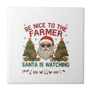 Sei nett Bauer Weihnachtsmann Weihnachten Farmtier Fliese