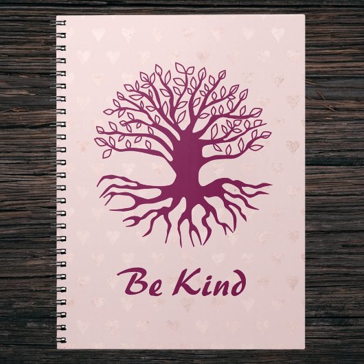 Sei nett - Baum des Lebens in Burgund auf rosa Her Notizblock