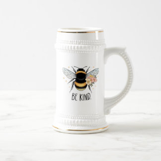 Sei nett, florales, süßes Bienen-Inspirationsdesig Bierglas
