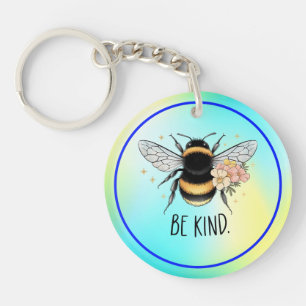 Sei nett, florales, süßes Bienen-Inspirationsdesig Schlüsselanhänger