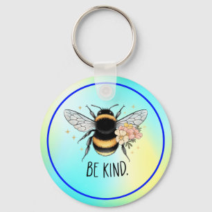Sei nett, florales, süßes Bienen-Inspirationsdesig Schlüsselanhänger