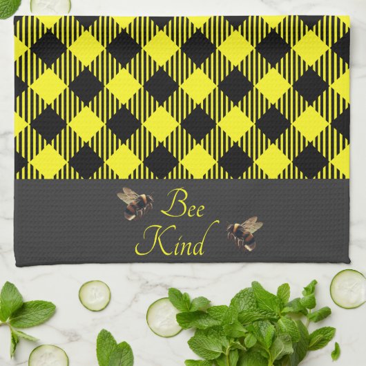 "Sei nett" Gingham Geschirrtuch (Gefaltet)