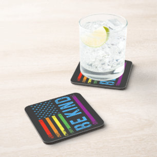 Sei nett Lgbt Lgbtq Gay Pride Regenbogen Getränkeuntersetzer
