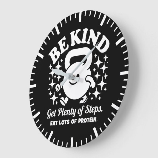 Sei nett, mach Schritte, esse Eiweiß, mach dich lu Große Wanduhr (Winkel)
