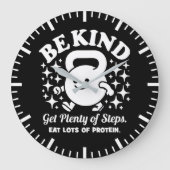 Sei nett, mach Schritte, esse Eiweiß, mach dich lu Große Wanduhr (Vorderseite)