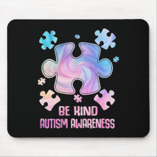 Sei nett Puzzle-Teile Tie Dye Autismus-Bewusstsein Mousepad