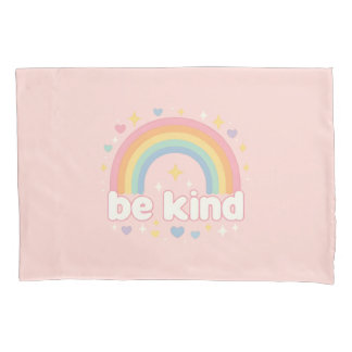 Sei nett – Regenbogen Pastell Positivität Kissenbezug