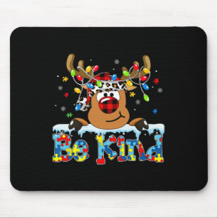 Sei nett Rentier rotes Karo Puzzle Autismus-Bewuss Mousepad