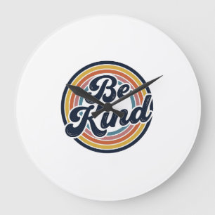 Sei nett Retro-Regenbogen Vintage-Shirt-Design_1 Große Wanduhr