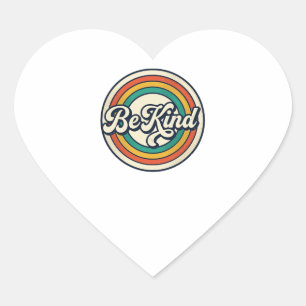 Sei nett Retro-Regenbogen Vintage-Shirt-Design_2 Herz-Aufkleber