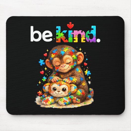 Sei nett schlage Affe farbenfrohes Puzzle Autismus Mousepad (Vorne)