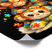 Sei nett schlage Affe farbenfrohes Puzzle Autismus Poster (Ecke)