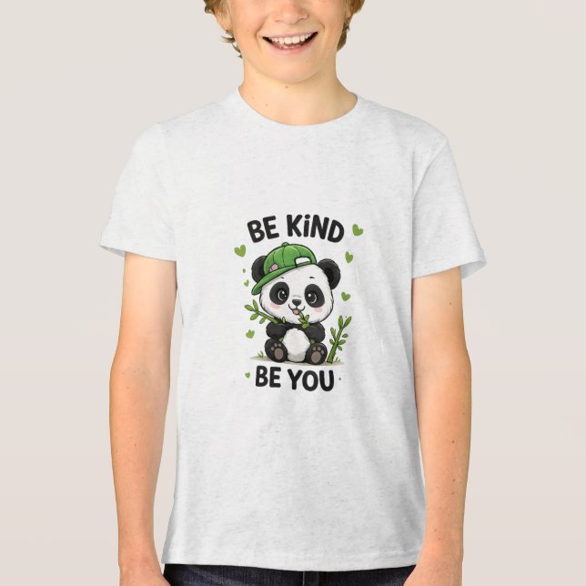 Sei nett, sei du selbst Panda Tri-Blend Shirt (Vorderseite)