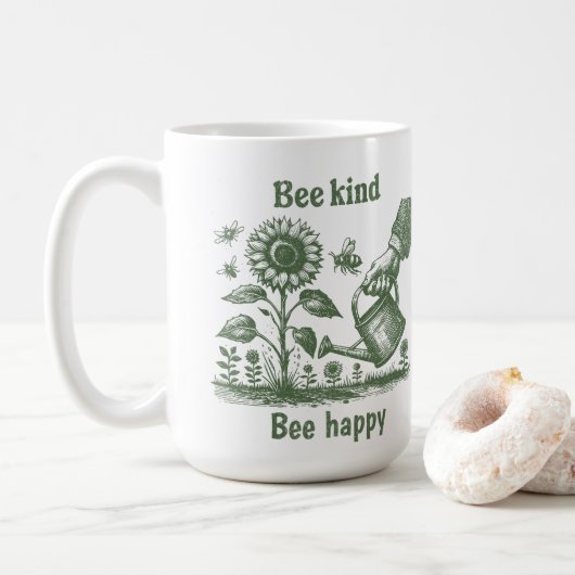 Sei nett, sei glücklich für Umweltpädagogen Kaffeetasse (Mit Donut)