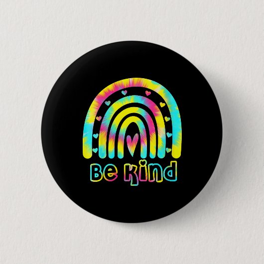Sei nett, Tie Dye Regenbogen Freundlichkeit Autism Button (Vorderseite)
