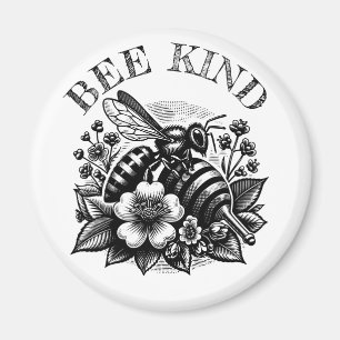 Sei nett 'Vintage Honig und Blumen Zitat Magnet