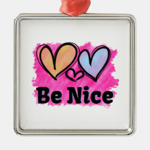 Sei nett Wasserfarbe-Herzen Ornament Aus Metall