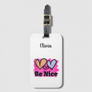 Sei nett Wasserfarben-Herzen Gepäckanhänger