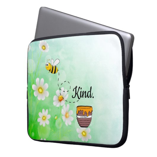 Sei nett | Weißer und grüner Blumenstext Schöner T Laptopschutzhülle (Vorderseite Links)