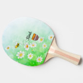 Sei nett | Weißer und grüner Blumenstext Schöner T Tischtennis Schläger (Seitenansicht)